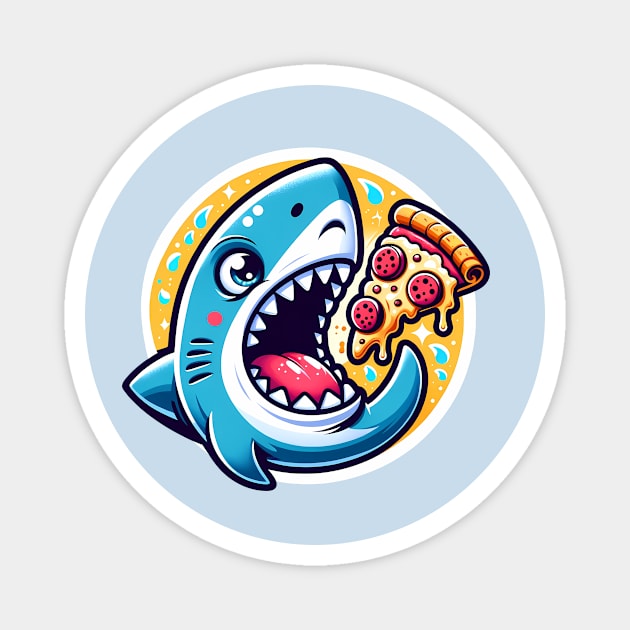 Funny Shark with Pizza, Pizza Lover Magnet by logiamerch